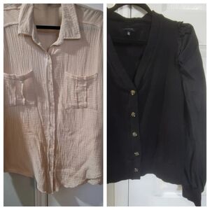 2 Piece Knit Top Lot Women's XL Button Blouse Cardigan Plus Free Shirt Lot Bundl